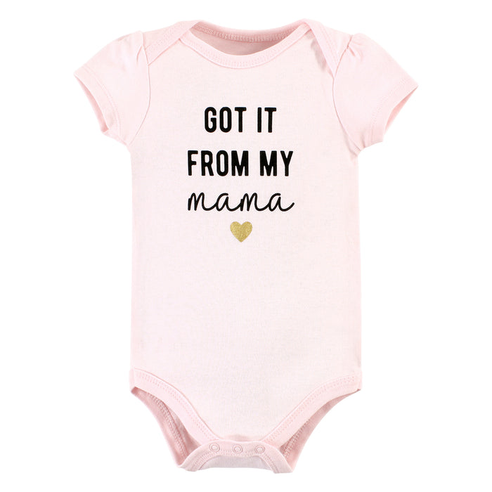 Hudson Baby Infant Girl Cotton Bodysuits, Mama Heart