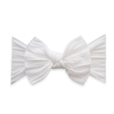 Baby Bling Cable Knit Knot Headband in White