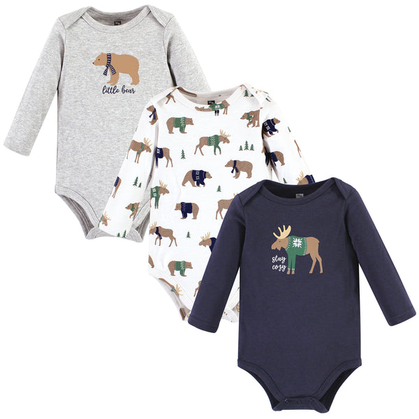 Hudson Baby Infant Boy Cotton Long-Sleeve Bodysuits, Moose Bear Sweater