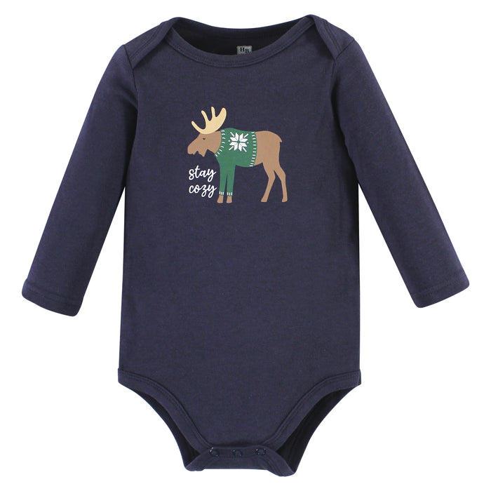 Hudson Baby Infant Boy Cotton Long-Sleeve Bodysuits, Moose Bear Sweater