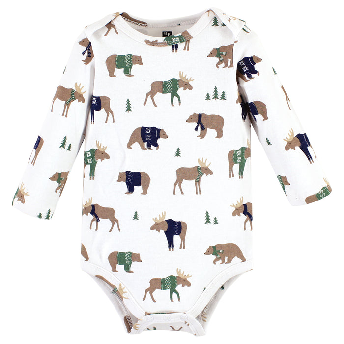 Hudson Baby Infant Boy Cotton Long-Sleeve Bodysuits, Moose Bear Sweater