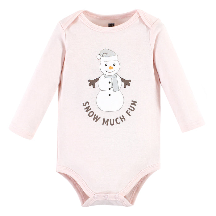 Hudson Baby Infant Girl Cotton Long-Sleeve Bodysuits, Snow Much Fun