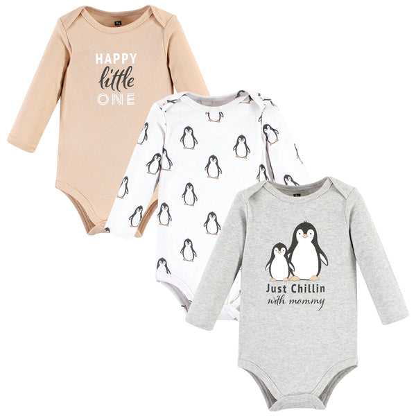 Hudson Baby Cotton Long-Sleeve Bodysuits, Just Chillin Penguin 3-Pack