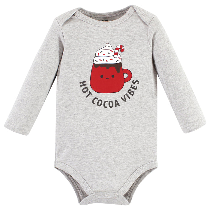 Hudson Baby Cotton Long-Sleeve Bodysuits, Hot Cocoa Vibes 3-Pack
