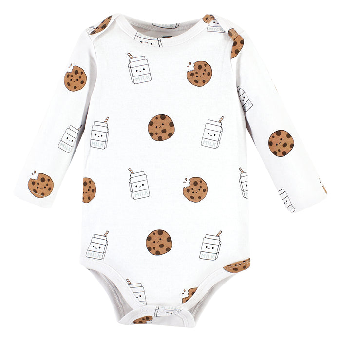 Hudson Baby Cotton Long-Sleeve Bodysuits, Milk Cookies Pair 3-Pack