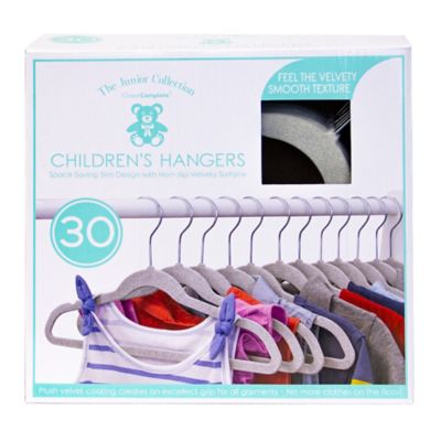 Closet Complete 30-Count Flocked Children's Hangers in Light Grey