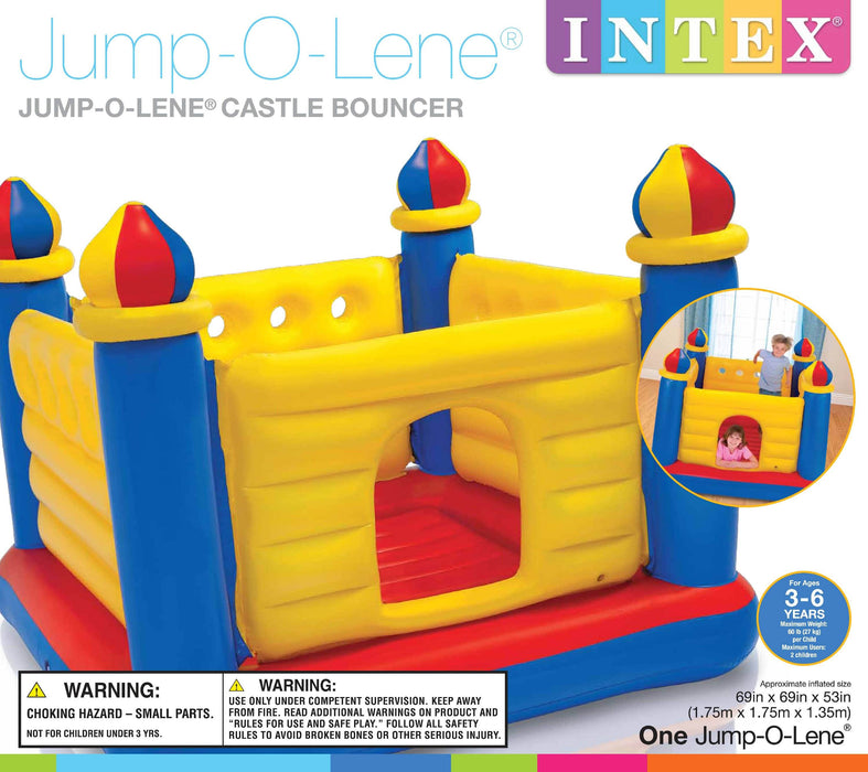 Intex Inflatable Colorful Jump-O-Lene Castle Bounce House, for 2 Kids Ages 3-6
