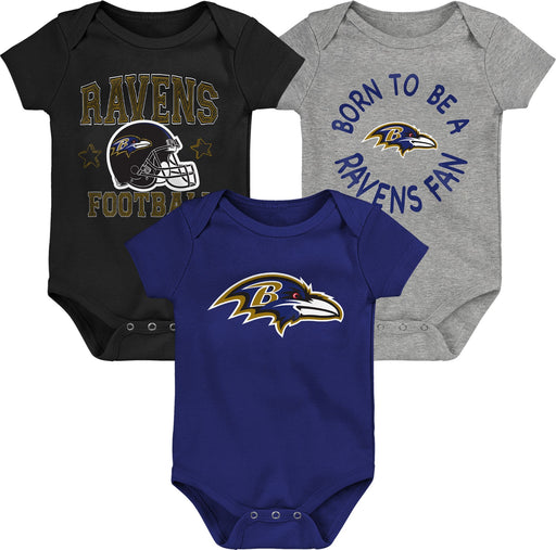 NFL Baltimore Ravens Born 2 Be 3-Pack Bodysuit Set