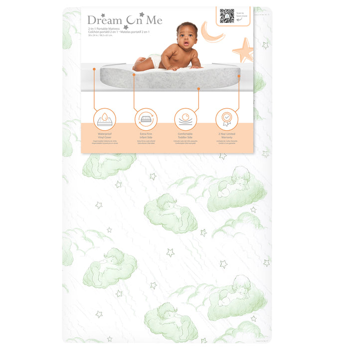 Dream On Me Aster 3" Fiber Portable Mini Crib Mattress in Green