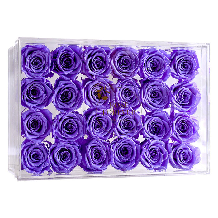 Rose Forever 24 Lavender Roses - Rectangular Crystal Box