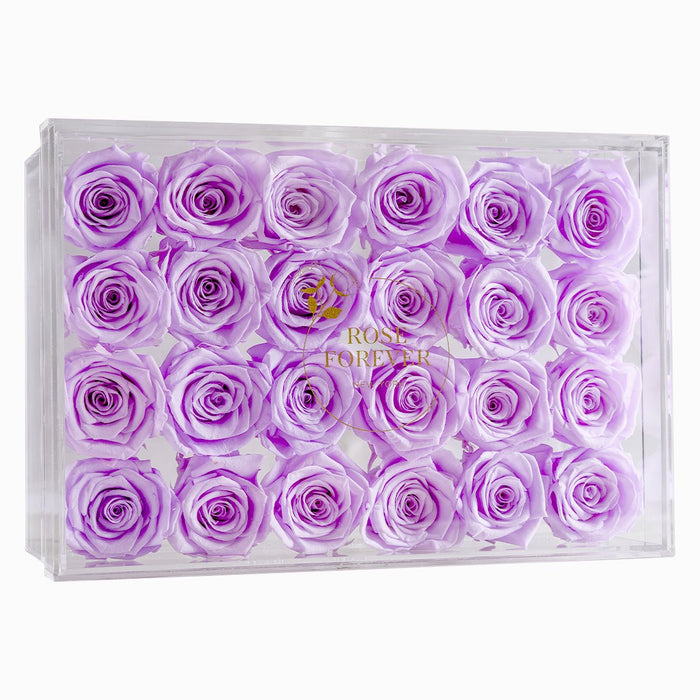 Rose Forever 24 Lilac Roses - Rectangular Crystal Box