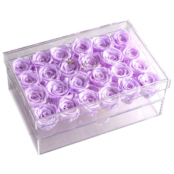 Rose Forever 24 Lilac Roses - Rectangular Crystal Box