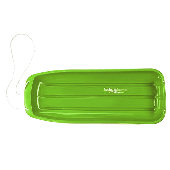 Lucky Bums Kids 48 Inch Plastic Snow Toboggan Sled w/ Pull Rope, Green (2 Pack)