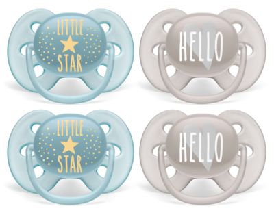 Philips Avent Ultra Soft Pacifier, 6-18 months, Little Star and Hello Designs, 4 pack