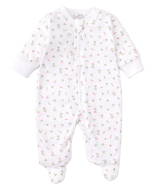 Kissy Kissy Garden Print Footie with Zipper Ruffle