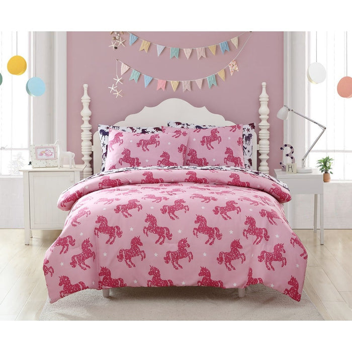Kute Kids Unicorn Dazzle Pink Toddler Comforter Set
