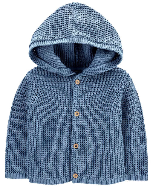 Carter's Baby Boys Hooded Cotton Cardigan - Blue