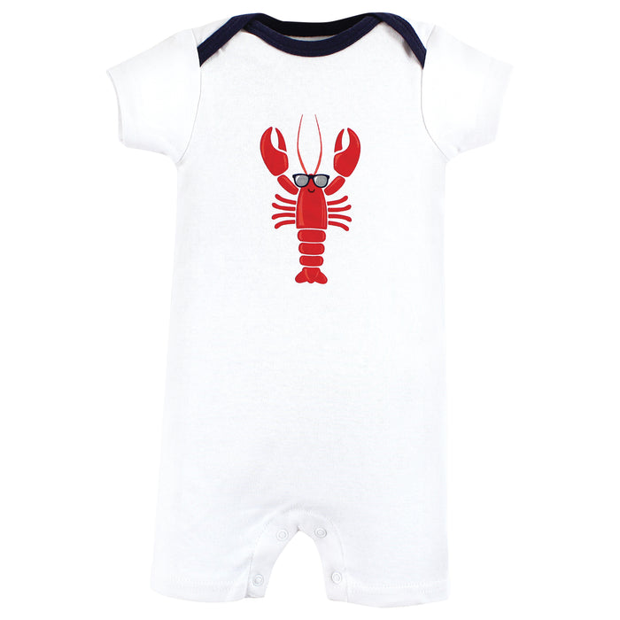 Hudson Baby Infant Boy Cotton Rompers, Butter Me Up Lobster