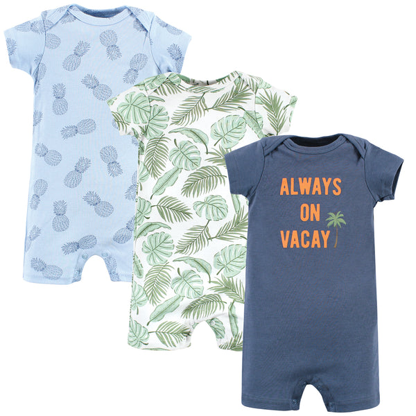 Hudson Baby Infant Boy Cotton Rompers, Vacay