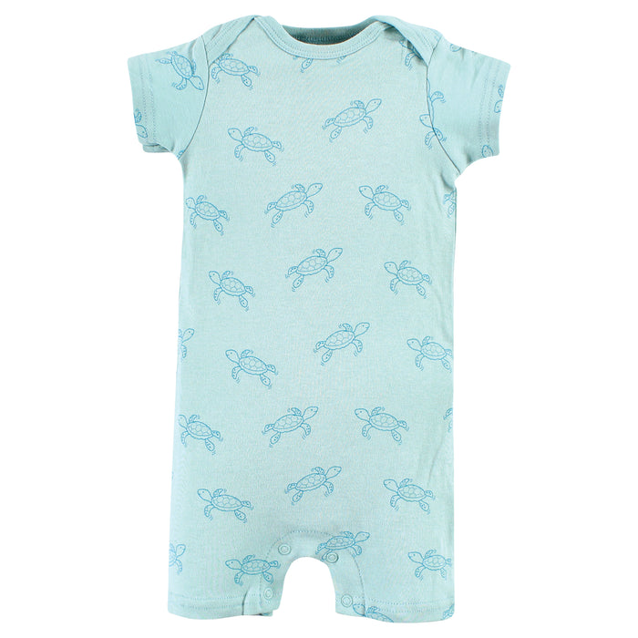 Hudson Baby Infant Boy Cotton Rompers, Sea Turtle