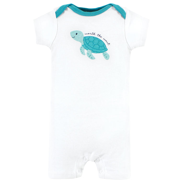 Hudson Baby Infant Boy Cotton Rompers, Sea Turtle