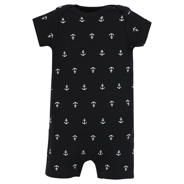 Hudson Baby Infant Boy Cotton Rompers, Pirate Shark