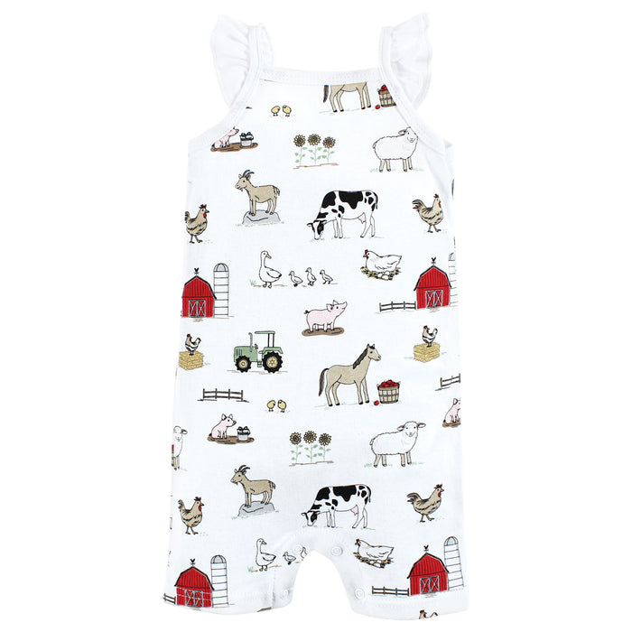 Hudson Baby Infant Girl Cotton Rompers, Hogs And Kisses