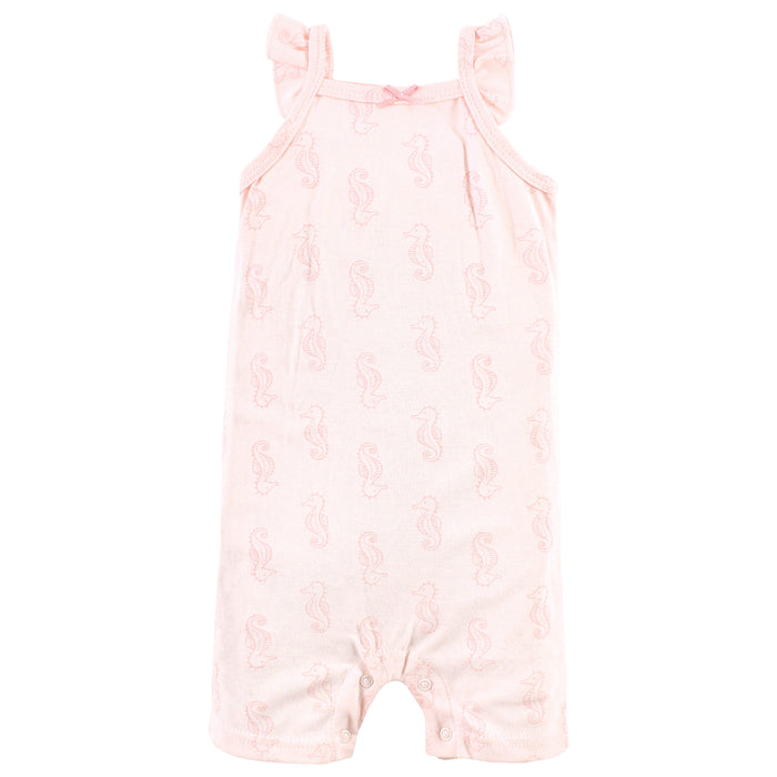 Hudson Baby Infant Girl Cotton Rompers, Turtley Adorable