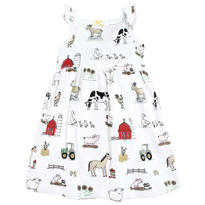 Hudson Baby Girls Cotton Dresses, Farm, 2-Pack