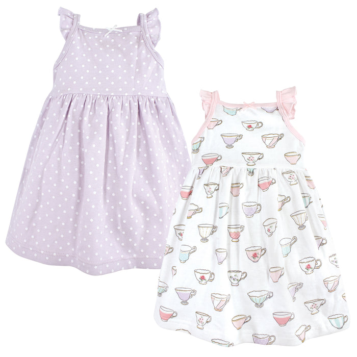 Hudson Baby Girls Cotton Dresses, Tea Party, 2-Pack