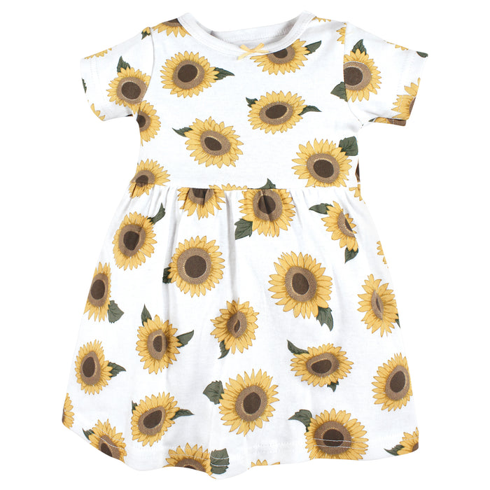 Hudson Baby Girls Cotton Dresses, Sunflower, 2-Pack