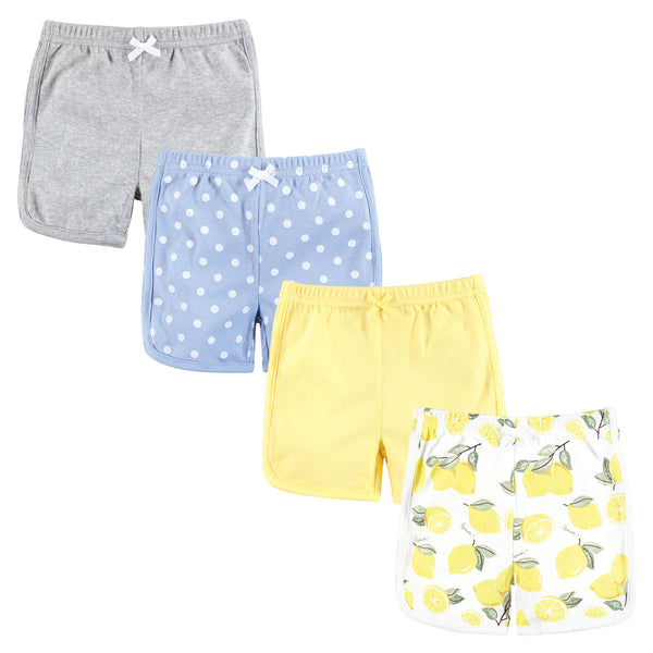 Hudson Baby Girl Shorts Bottoms 4-Pack, Lemons