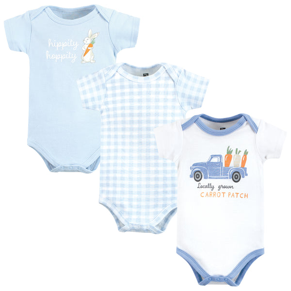 Hudson Baby 3-Pack Cotton Bodysuits, Carrot Patch Truck