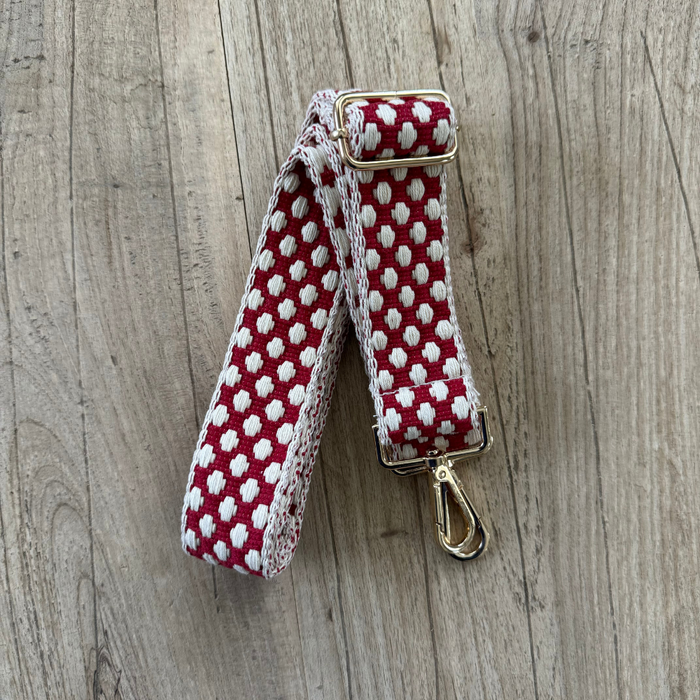 Poppy Red and Cream Dot Crossbody Bag Strap