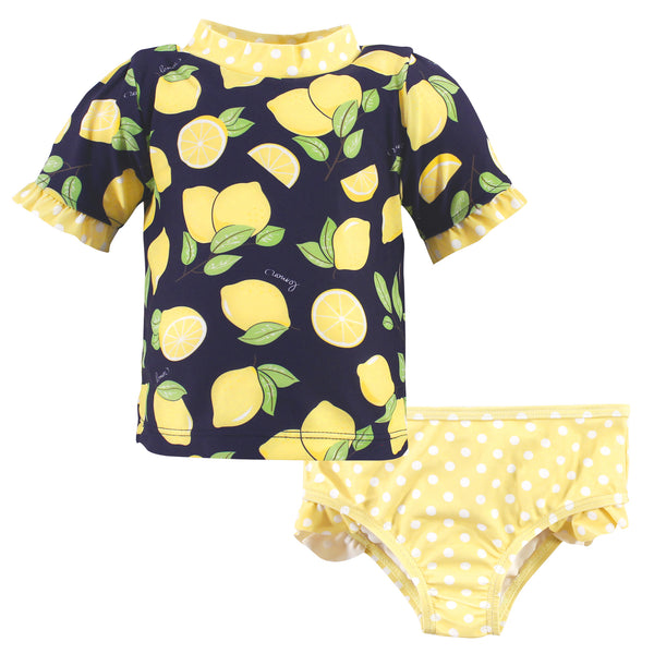 Hudson Baby Swim Rashguard Set, Navy Lemons