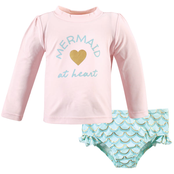 Hudson Baby Swim Rashguard Set, Mermaid At Heart