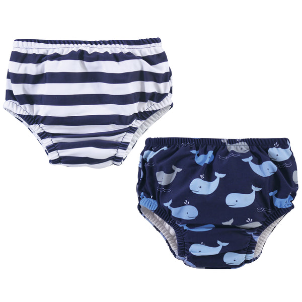 Hudson Baby Infant and Toddler Boy 2-Pack Swim Diapers, Whales