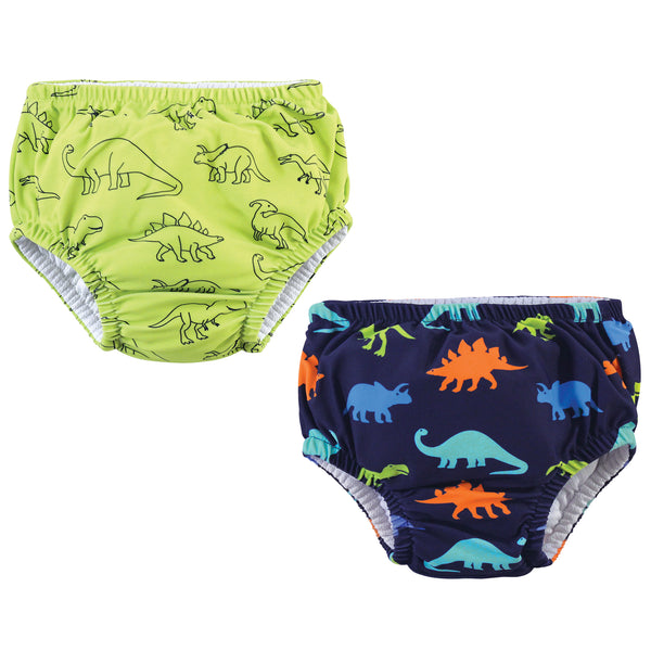 Hudson Baby Infant and Toddler Boy 2-Pack Swim Diapers, Dinosaurs