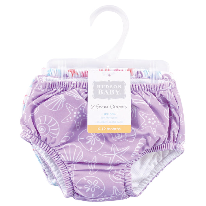 Hudson Baby Infant and Toddler Girl Swim Diapers, Sea Shells