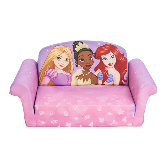 Marshmallow Furniture Kids 2-in-1 Flip Open Foam Couch Sofa Bed, Disney Princess