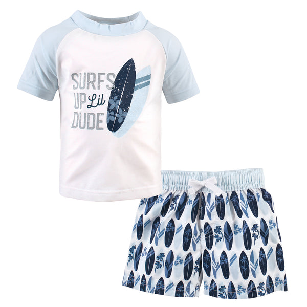 Hudson Baby Swim Rashguard Set, Surfs Up