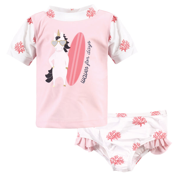 Hudson Baby Swim Rashguard Set, Surf Unicorn