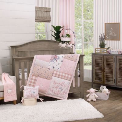 NoJo Farmhouse Chic 'Bundle of Sweetness' 4 Piece Nursery Crib Bedding Set Pink