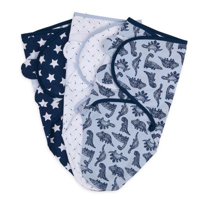 The Peanutshell Blue Dino 3 Pack Swaddles