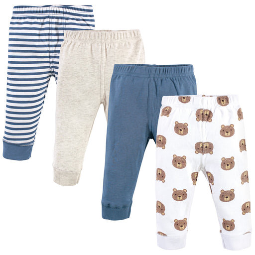 Hudson Baby Infant and Toddler Boy Cotton Pants 4-Pack, Little Bear