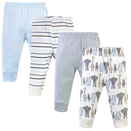 Hudson Baby Infant and Toddler Boy Cotton Pants 4-Pack, Royal Safari