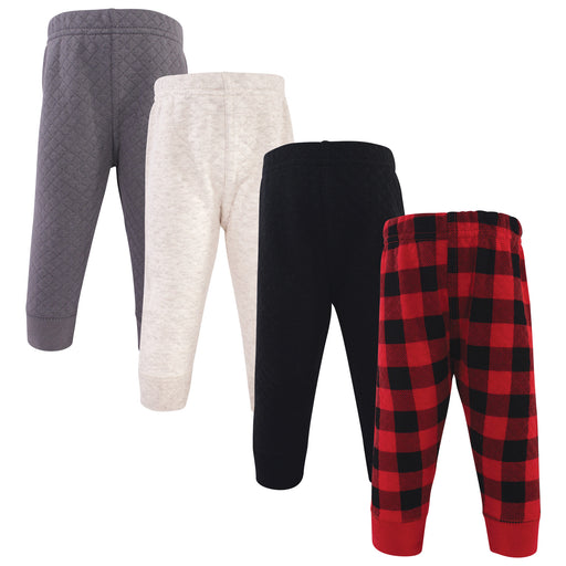 Hudson Baby Infant and Toddler Boy Quilted Jogger Pants 4-Pack, Buffalo Plaid
