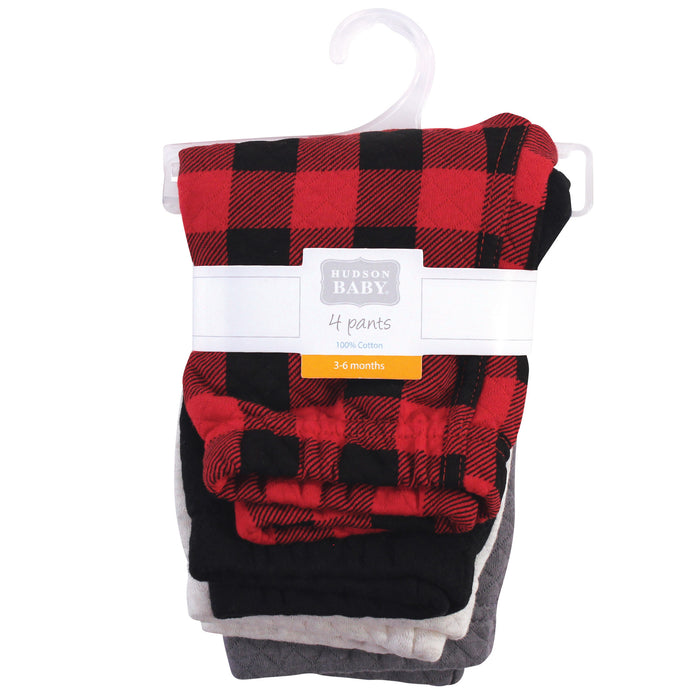Hudson Baby Infant and Toddler Boy Quilted Jogger Pants 4-Pack, Buffalo Plaid