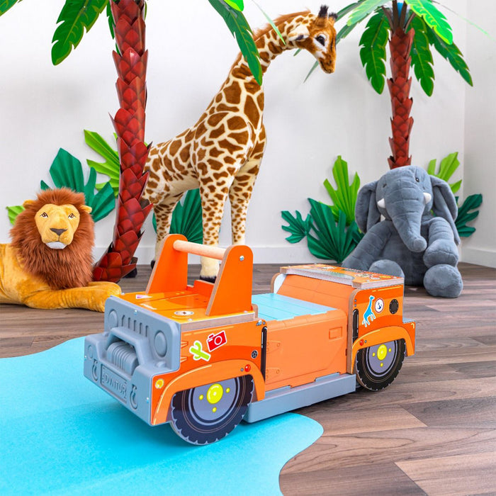 KidKraft Safari 2 In 1 Ride and Play with EZ Kraft 9 Piece Assembly, Kids 3 to 5