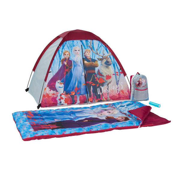 Exxel Outdoors Disney Frozen 2 Kids 4 Piece Camping Set with Tent & Sleeping Bag